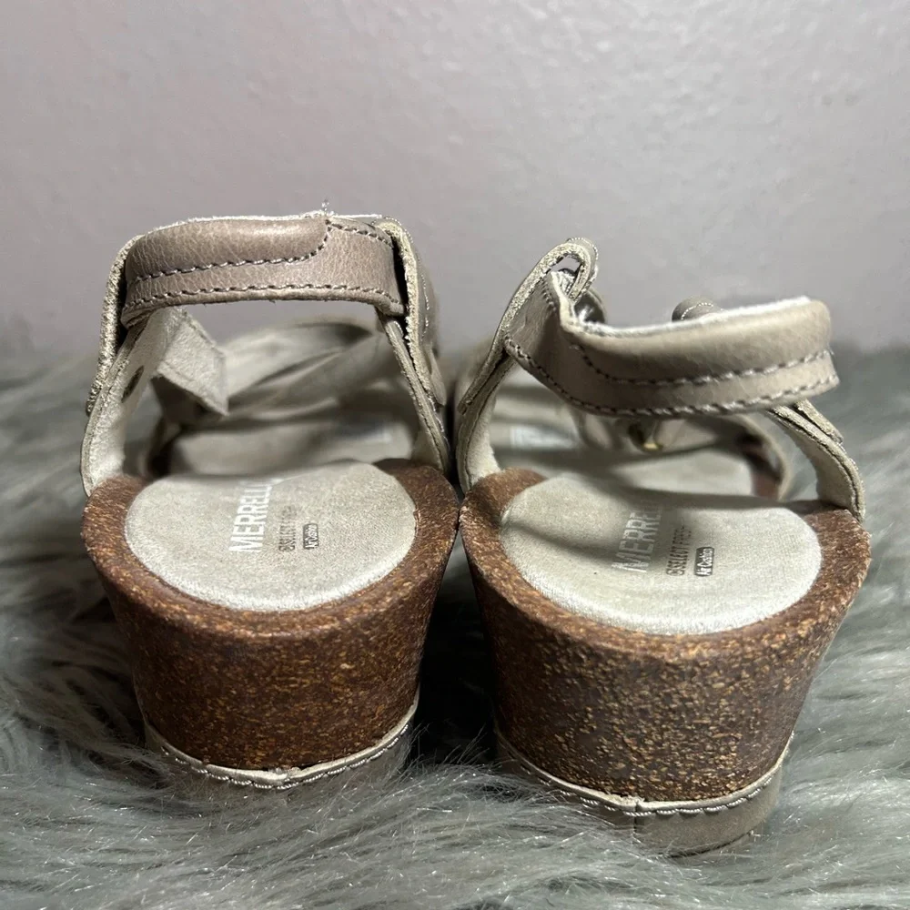 Merrell Revalli Aura Wedge Sandal - Women's Taupe Strappy Sandals Size 7 - Picture 6 of 11